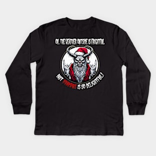 Creepy and Metalhead Christmas Krampus Kids Long Sleeve T-Shirt